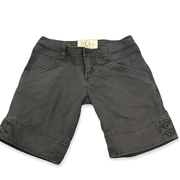 Roxy Shorts Button & Zip Closure Front & Back Pockets Folded Hem Black W 5 GUC - Picture 2 of 6